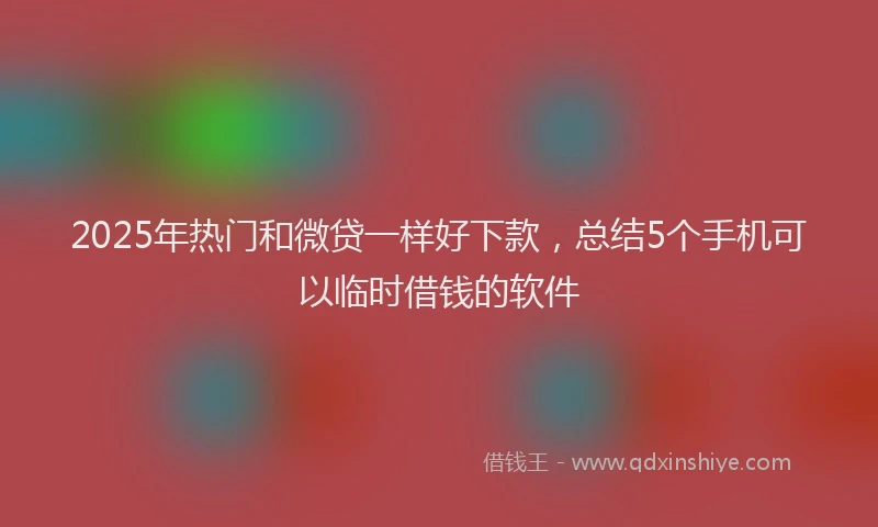 2025年热门和微贷一样好下款，总结5个手机可以临时借钱的软件