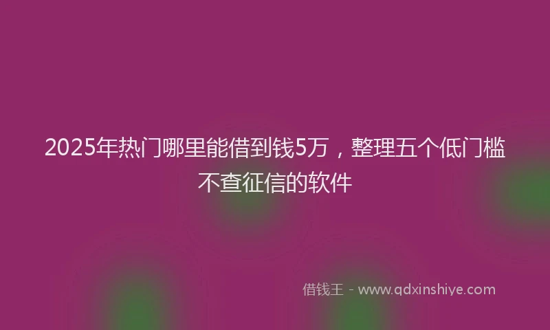 2025年热门哪里能借到钱5万，整理五个低门槛不查征信的软件