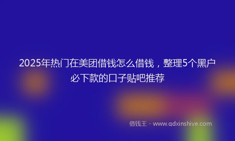 2025年热门在美团借钱怎么借钱，整理5个黑户必下款的口子贴吧推荐
