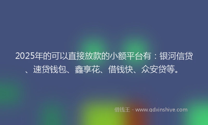 2025年的可以直接放款的小额平台有：银河信贷、速贷钱包、鑫享花、借钱快、众安贷等。