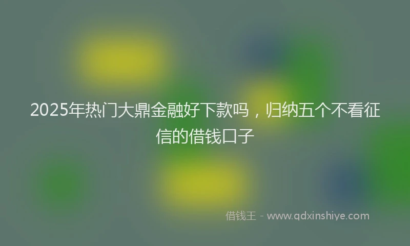 2025年热门大鼎金融好下款吗，归纳五个不看征信的借钱口子
