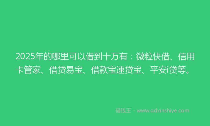 2025年的哪里可以借到十万有：微粒快借、信用卡管家、借贷易宝、借款宝速贷宝、平安i贷等。