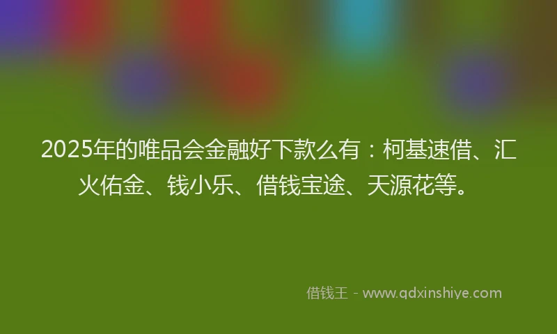 2025年的唯品会金融好下款么有：柯基速借、汇火佑金、钱小乐、借钱宝途、天源花等。