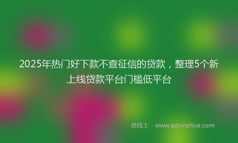 2025年热门好下款不查征信的贷款，整理5个新上线贷款平台门槛低平台