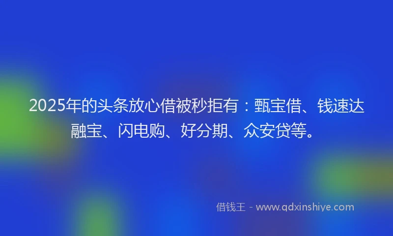 2025年的头条放心借被秒拒有：甄宝借、钱速达融宝、闪电购、好分期、众安贷等。