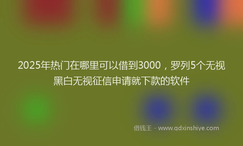 2025年热门在哪里可以借到3000，罗列5个无视黑白无视征信申请就下款的软件