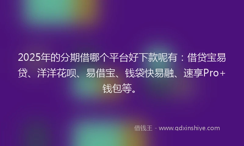 2025年的分期借哪个平台好下款呢有：借贷宝易贷、洋洋花呗、易借宝、钱袋快易融、速享Pro+钱包等。
