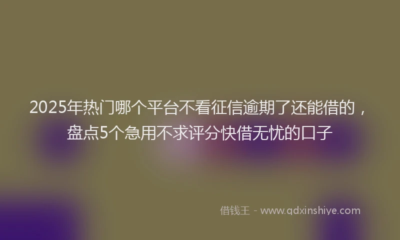 2025年热门哪个平台不看征信逾期了还能借的，盘点5个急用不求评分快借无忧的口子