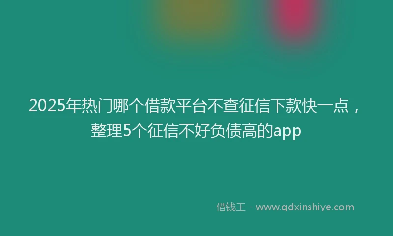 2025年热门哪个借款平台不查征信下款快一点，整理5个征信不好负债高的app