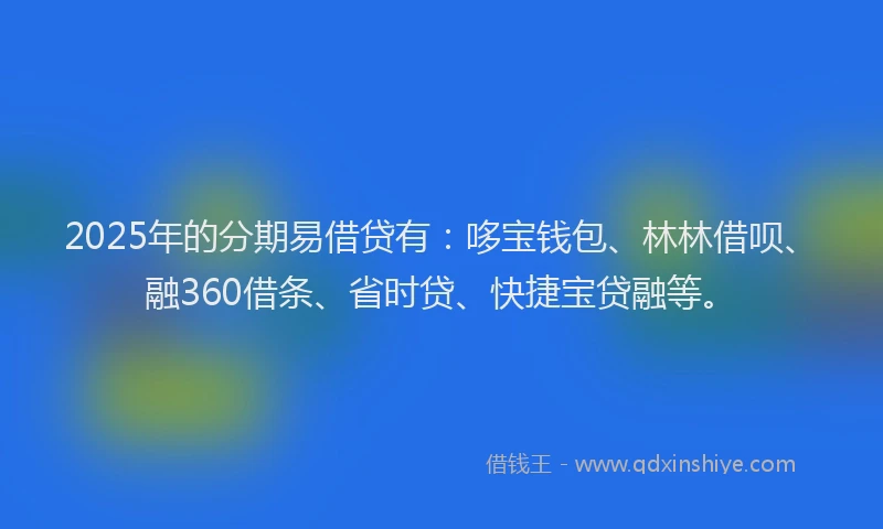 2025年的分期易借贷有：哆宝钱包、林林借呗、融360借条、省时贷、快捷宝贷融等。