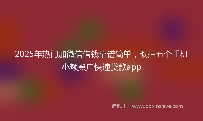 2025年热门加微信借钱靠谱简单，概括五个手机小额黑户快速贷款app