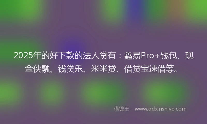 2025年的好下款的法人贷有：鑫易Pro+钱包、现金侠融、钱贷乐、米米贷、借贷宝速借等。