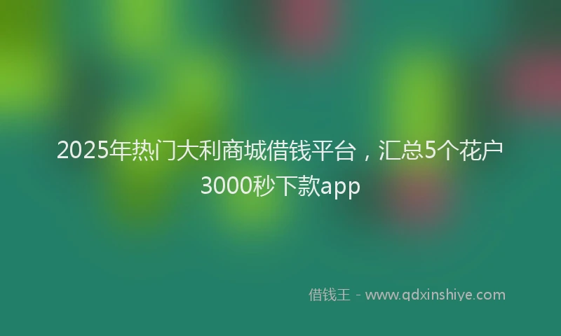 2025年热门大利商城借钱平台，汇总5个花户3000秒下款app