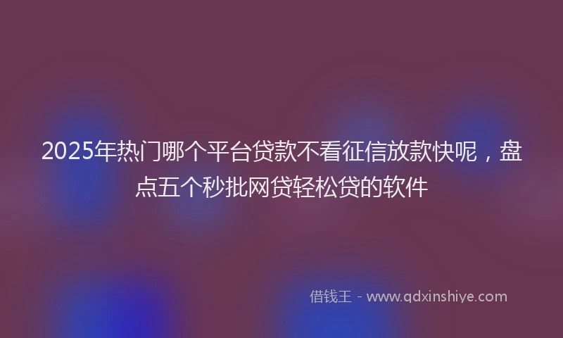 2025年热门哪个平台贷款不看征信放款快呢，盘点五个秒批网贷轻松贷的软件