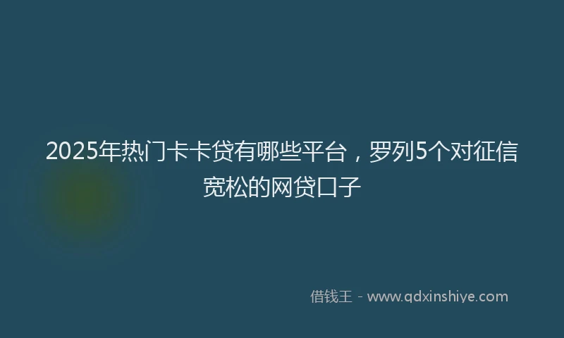 2025年热门卡卡贷有哪些平台，罗列5个对征信宽松的网贷口子