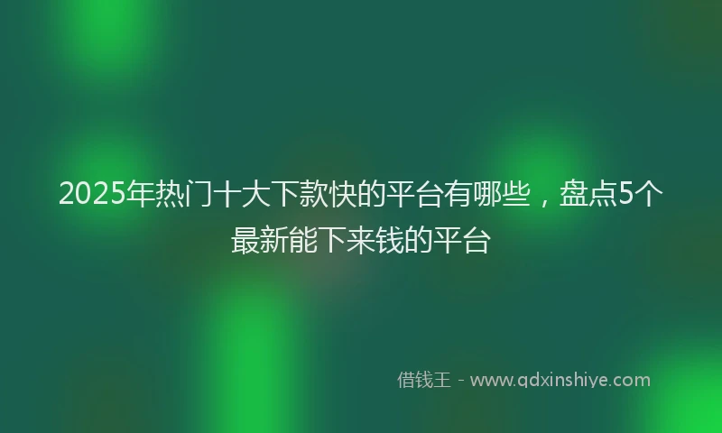 2025年热门十大下款快的平台有哪些，盘点5个最新能下来钱的平台