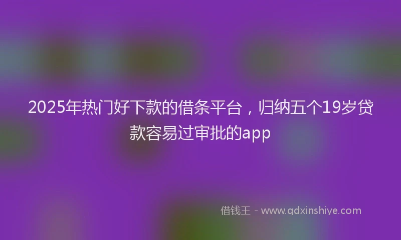 2025年热门好下款的借条平台，归纳五个19岁贷款容易过审批的app