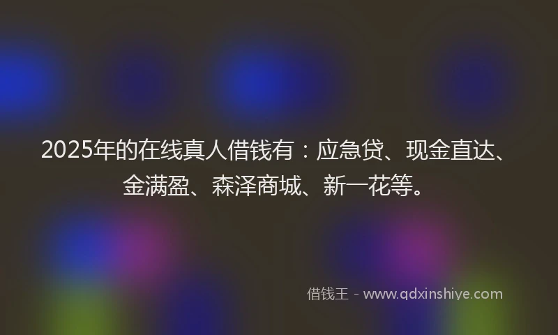 2025年的在线真人借钱有：应急贷、现金直达、金满盈、森泽商城、新一花等。