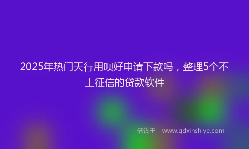 2025年热门天行用呗好申请下款吗，整理5个不上征信的贷款软件