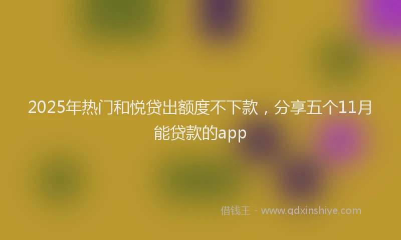 2025年热门和悦贷出额度不下款，分享五个11月能贷款的app