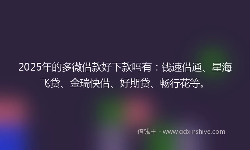 2025年的多微借款好下款吗有：钱速借通、星海飞贷、金瑞快借、好期贷、畅行花等。