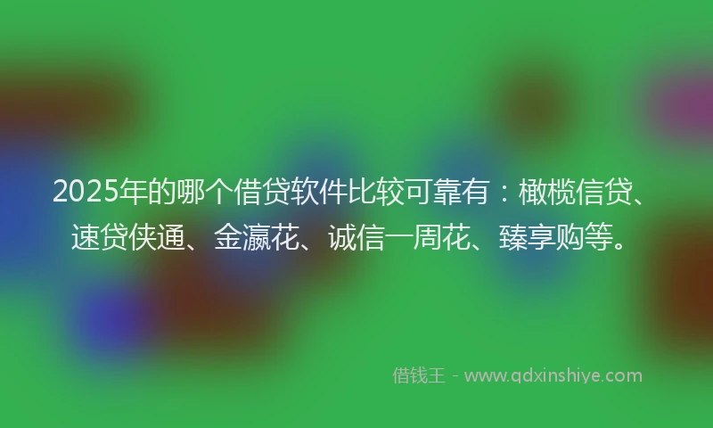 2025年的哪个借贷软件比较可靠有：橄榄信贷、速贷侠通、金瀛花、诚信一周花、臻享购等。