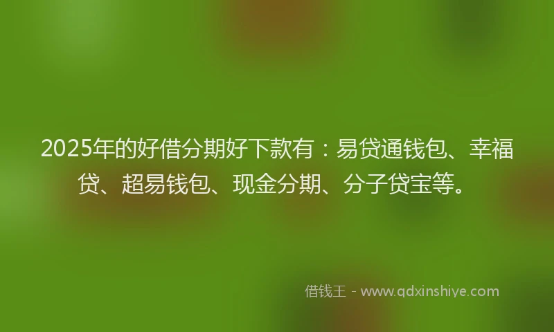 2025年的好借分期好下款有：易贷通钱包、幸福贷、超易钱包、现金分期、分子贷宝等。