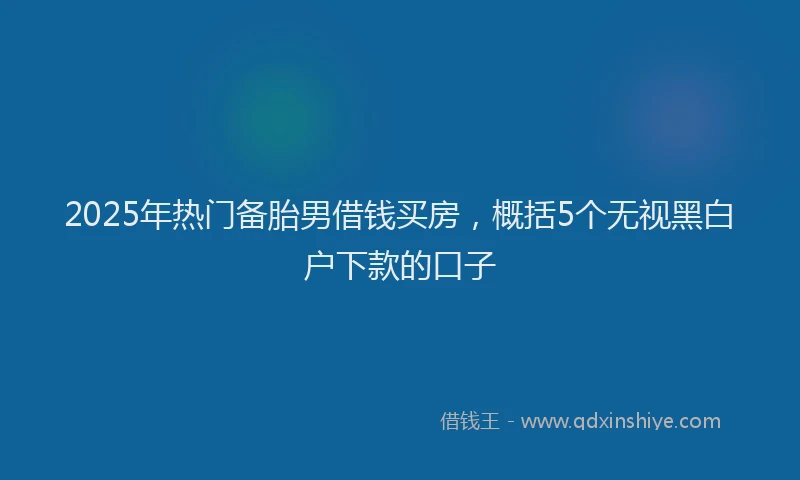 2025年热门备胎男借钱买房，概括5个无视黑白户下款的口子