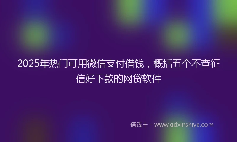 2025年热门可用微信支付借钱，概括五个不查征信好下款的网贷软件