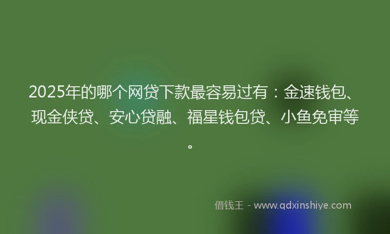 2025年的哪个网贷下款最容易过有：金速钱包、现金侠贷、安心贷融、福星钱包贷、小鱼免审等。