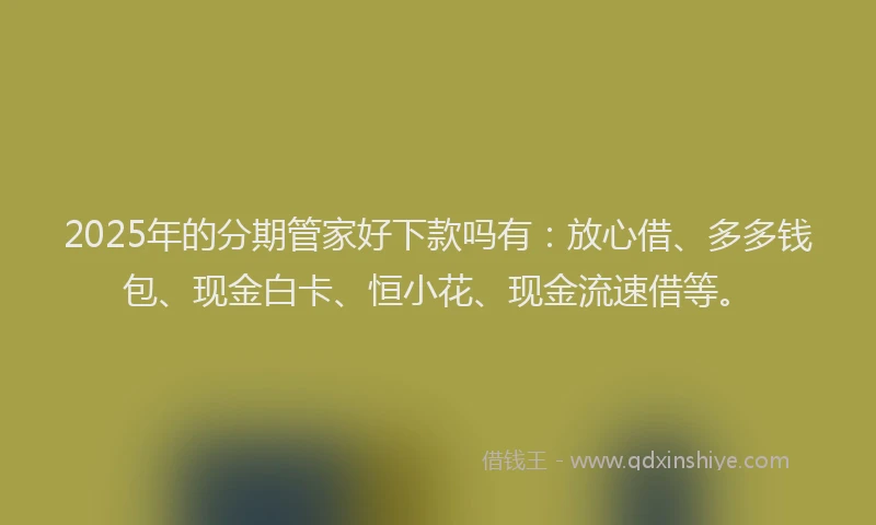 2025年的分期管家好下款吗有：放心借、多多钱包、现金白卡、恒小花、现金流速借等。