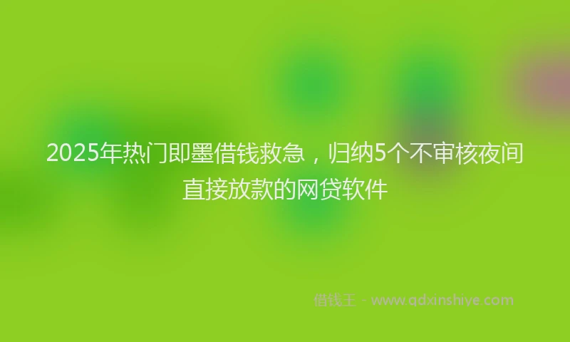 2025年热门即墨借钱救急，归纳5个不审核夜间直接放款的网贷软件