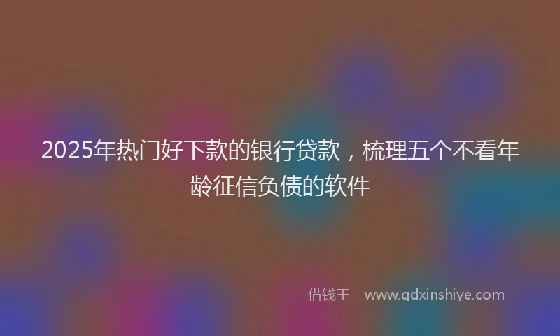 2025年热门好下款的银行贷款，梳理五个不看年龄征信负债的软件