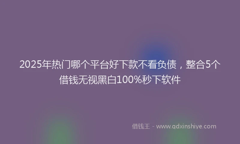 2025年热门哪个平台好下款不看负债，整合5个借钱无视黑白100%秒下软件