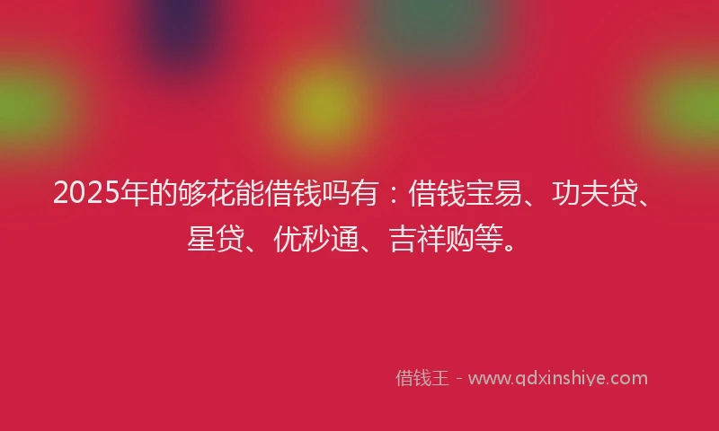 2025年的够花能借钱吗有：借钱宝易、功夫贷、星贷、优秒通、吉祥购等。