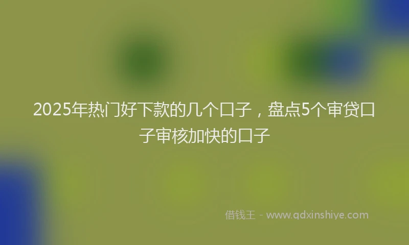 2025年热门好下款的几个口子，盘点5个审贷口子审核加快的口子