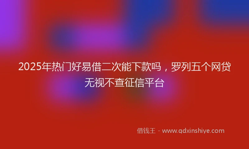 2025年热门好易借二次能下款吗，罗列五个网贷无视不查征信平台