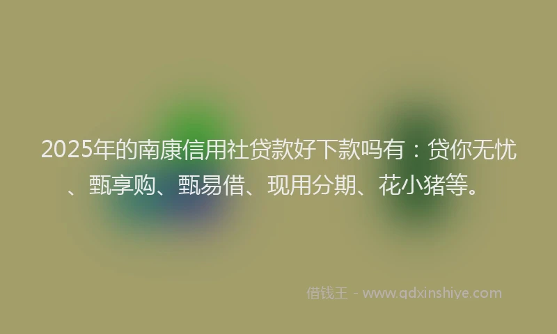 2025年的南康信用社贷款好下款吗有：贷你无忧、甄享购、甄易借、现用分期、花小猪等。