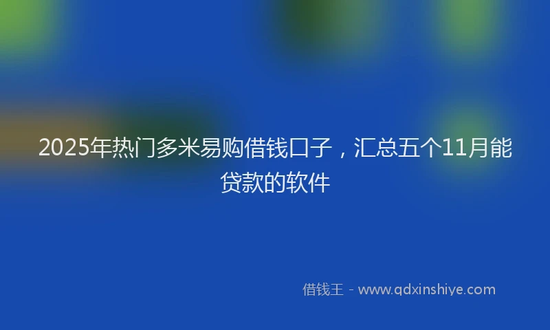 2025年热门多米易购借钱口子，汇总五个11月能贷款的软件