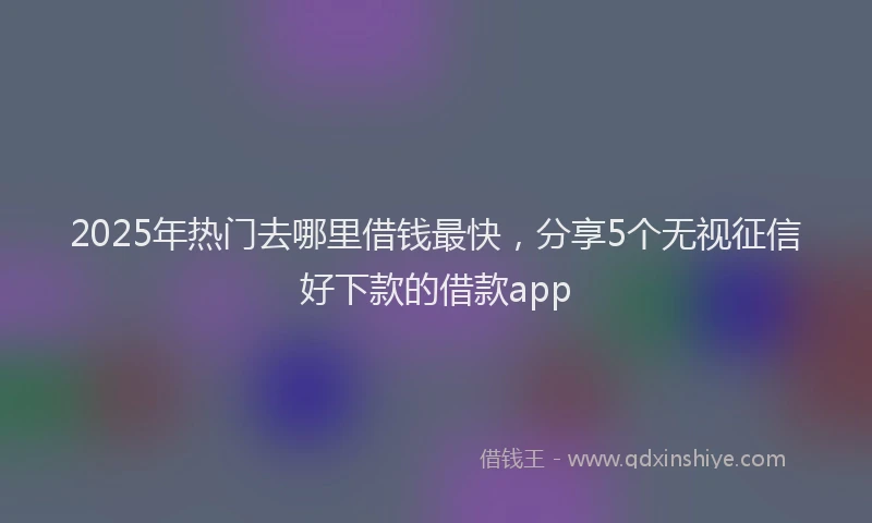 2025年热门去哪里借钱最快，分享5个无视征信好下款的借款app