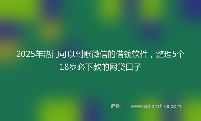 2025年热门可以到账微信的借钱软件，整理5个18岁必下款的网贷口子