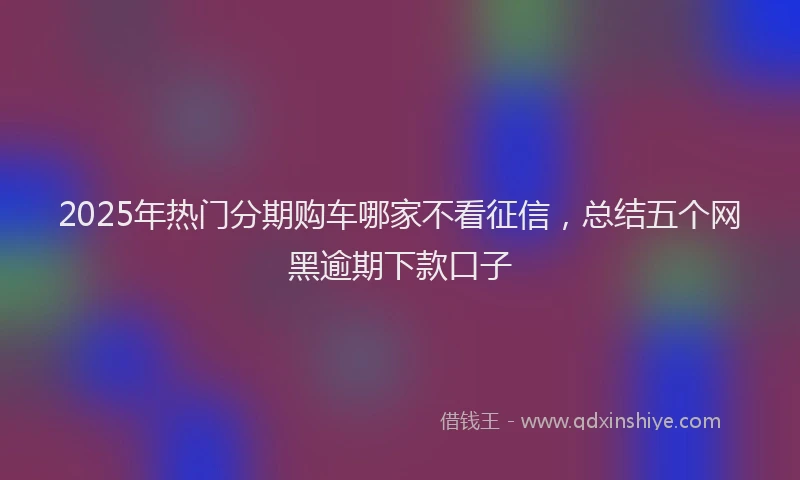 2025年热门分期购车哪家不看征信，总结五个网黑逾期下款口子