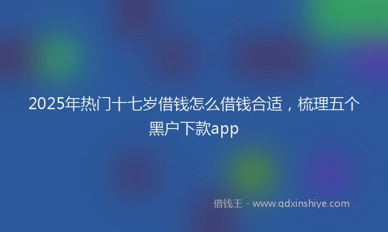 2025年热门十七岁借钱怎么借钱合适，梳理五个黑户下款app