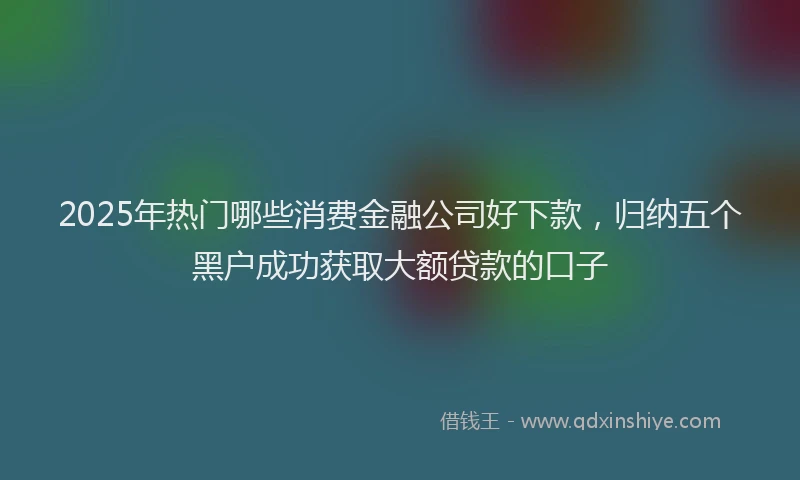 2025年热门哪些消费金融公司好下款，归纳五个黑户成功获取大额贷款的口子