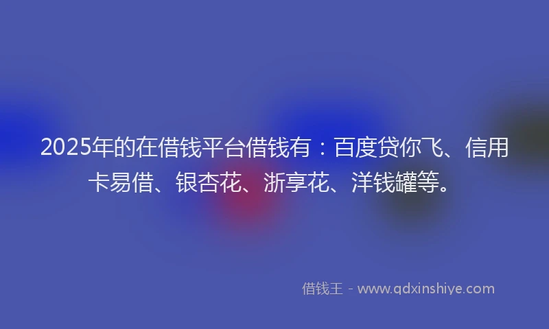 2025年的在借钱平台借钱有：百度贷你飞、信用卡易借、银杏花、浙享花、洋钱罐等。