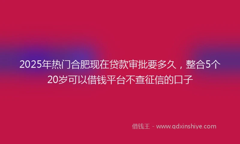 2025年热门合肥现在贷款审批要多久，整合5个20岁可以借钱平台不查征信的口子
