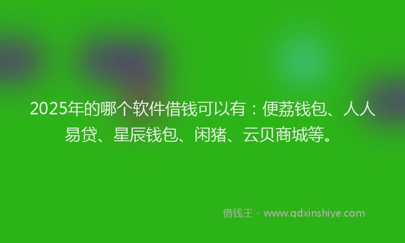 2025年的哪个软件借钱可以有：便荔钱包、人人易贷、星辰钱包、闲猪、云贝商城等。