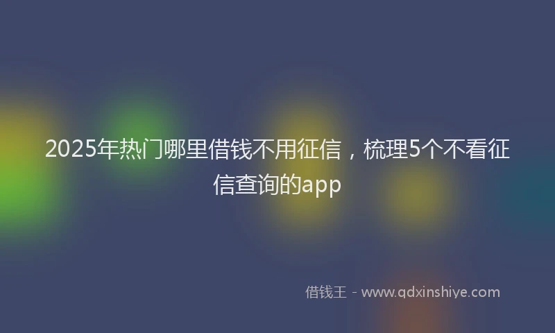2025年热门哪里借钱不用征信，梳理5个不看征信查询的app