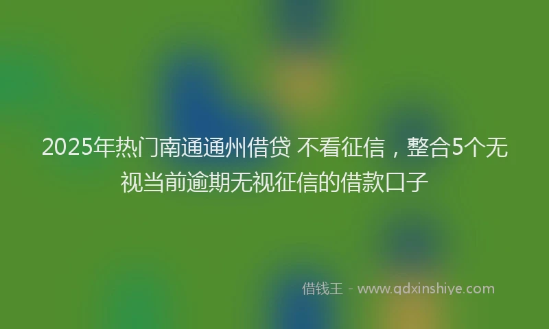 2025年热门南通通州借贷 不看征信，整合5个无视当前逾期无视征信的借款口子