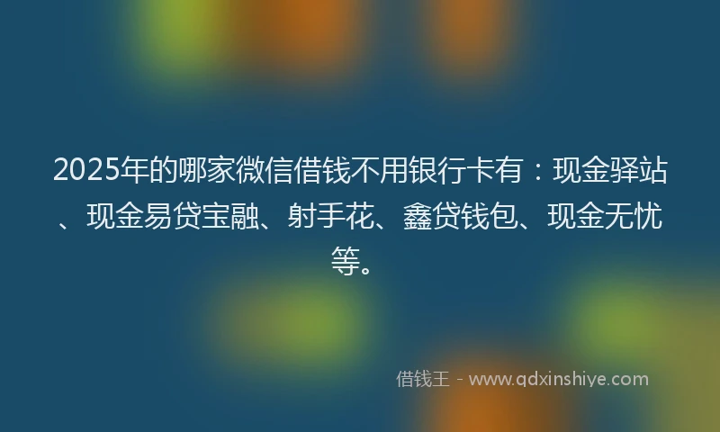 2025年的哪家微信借钱不用银行卡有：现金驿站、现金易贷宝融、射手花、鑫贷钱包、现金无忧等。
